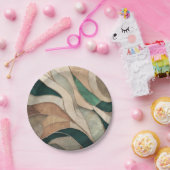 モザイク抽象芸術アート – トープとエメラルド ペーパープレート (パーティー)