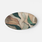 モザイク抽象芸術アート – トープとエメラルド ペーパープレート (アングル)