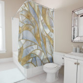モザイク抽象芸術アート – 真珠、月石、金ゴールド シャワーカーテン (インサイチュ)