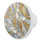 モザイク抽象芸術アート – 真珠、月石、金ゴールド セラミックノブ (右)