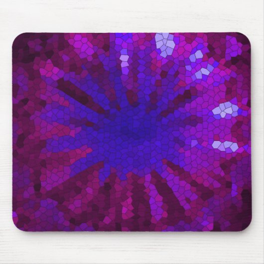 モザイク抽象芸術タイルinブルーとプルプル マウスパッド (正面)