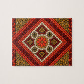 モザイク抽象芸術フローラアート赤と茶色 ジグソーパズル (横)