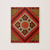 モザイク抽象芸術フローラアート赤と茶色 ジグソーパズル (縦)