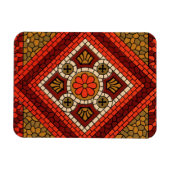 モザイク抽象芸術フローラアート赤と茶色 マグネット (横)