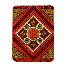 モザイク抽象芸術フローラアート赤と茶色 マグネット