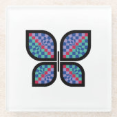 モザイク放射蝶 ガラスコースター (正面)