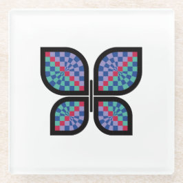 モザイク放射蝶 ガラスコースター