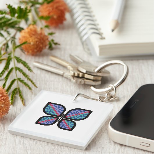 モザイク放射蝶 キーホルダー (正面右)