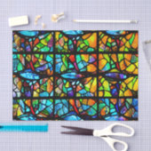 モザイク数々のカラーのステンドグラス効果の分離 薄葉紙 (クラフト)