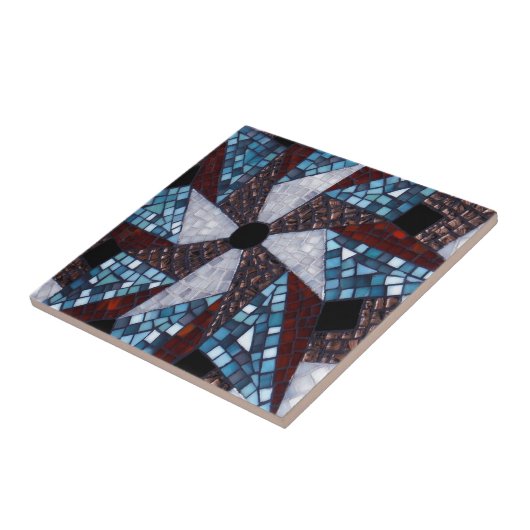 モザイク星のデザインの抽象美術の赤い青 タイル (側面)