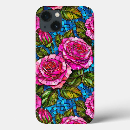 モザイク柄のヴィンテージローズパターン Case-Mate iPhoneケース (裏面)