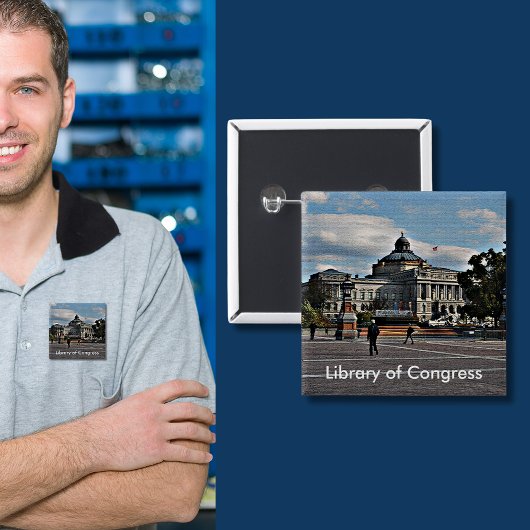 モザイク模様の会議図書館 缶バッジ