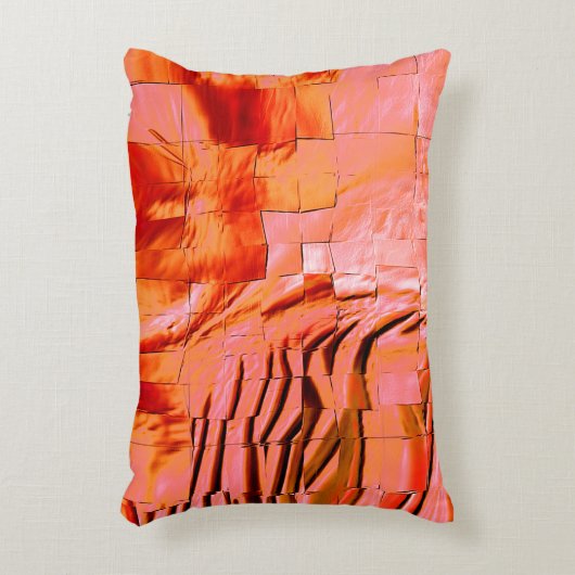 モザイク模様の華やかなサーモンの色を柔らかく刻んだ アクセントクッション (正面(垂直))