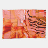 モザイク模様の華やかなサーモンの色を柔らかく刻んだ キッチンタオル (横)