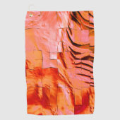 モザイク模様の華やかなサーモンの色を柔らかく刻んだ ゴルフタオル (正面)