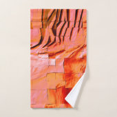 モザイク模様の華やかなサーモンの色を柔らかく刻んだ バスタオルセット (ハンドタオル)