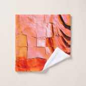 モザイク模様の華やかなサーモンの色を柔らかく刻んだ バスタオルセット (ウォッシュタオル)