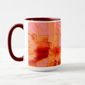 モザイク模様の華やかなサーモンの色を柔らかく刻んだ マグカップ (左)