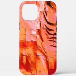 モザイク模様の華やかなサーモンの色を柔らかく刻んだ iPhone 12 PRO MAX ケース