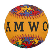 モザイク模様 – 地球の色+あなたのテキスト 野球ボール (裏面)