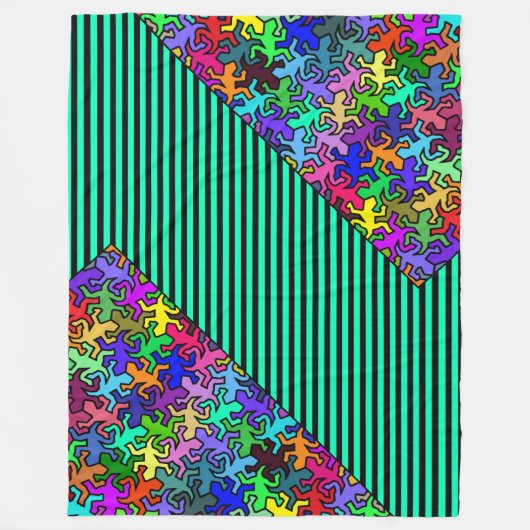 モザイク模様 – 色付き フリースブランケット (正面)