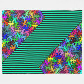 モザイク模様 – 色付き フリースブランケット (正面(横))