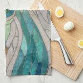 モザイク波と月 キッチンタオル (四つ折り)