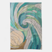 モザイク波と月 キッチンタオル (縦)