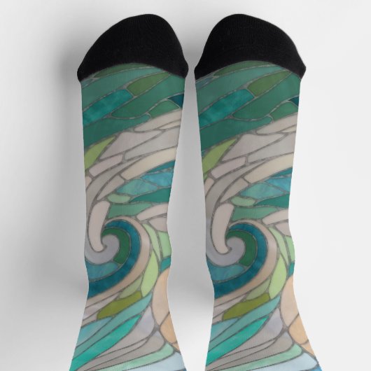 モザイク波と月 ソックス (上部)