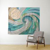 モザイク波と月 タペストリー (インサイチュ(横))