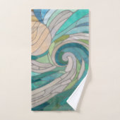 モザイク波と月 バスタオルセット (ハンドタオル)