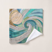 モザイク波と月 バスタオルセット (ウォッシュタオル)