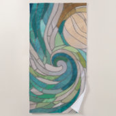 モザイク波と月 ビーチタオル (正面)