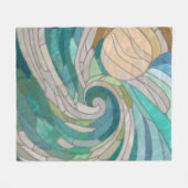 モザイク波と月 フリースブランケット (正面(横))