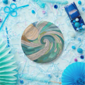 モザイク波と月 ペーパープレート (パーティー)