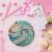 モザイク波と月 ペーパープレート (パーティー)