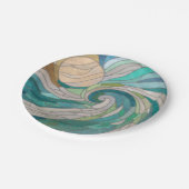 モザイク波と月 ペーパープレート (アングル)