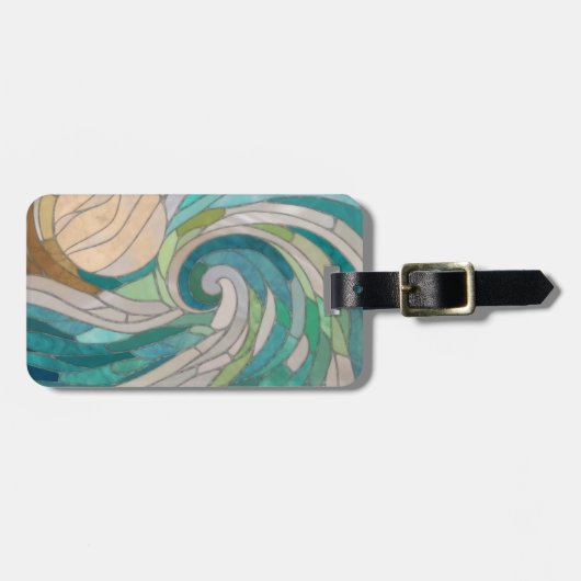 モザイク波と月 ラゲッジタグ (正面横)