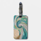 モザイク波と月 ラゲッジタグ (裏面縦)