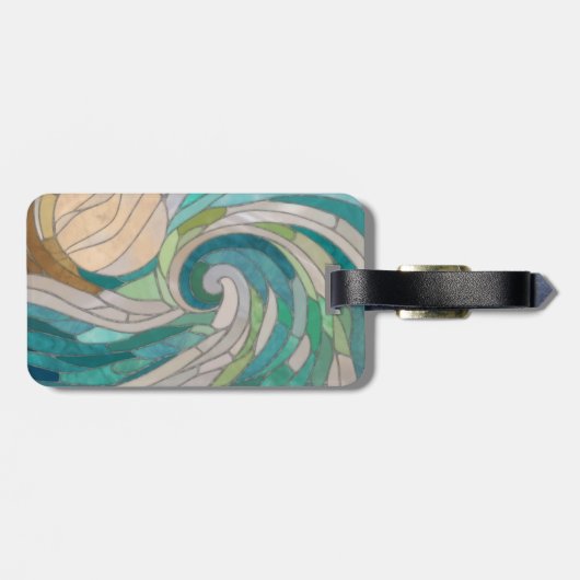 モザイク波と月 ラゲッジタグ (裏面横)