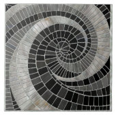 モザイク波スパイラル – 大理石と真珠 タイル (正面)