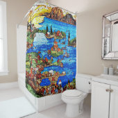 モザイク海のステンドガ地中海のラス シャワーカーテン (インサイチュ)
