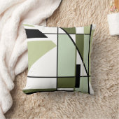 モザイク淡い色のグリーン白黒幾何学的抽象芸術 クッション (ブランケット)