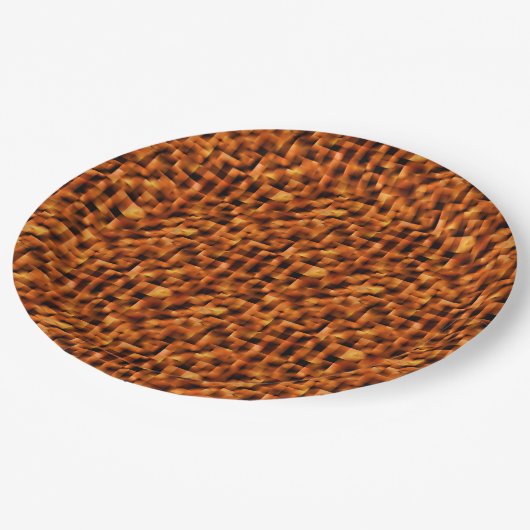 モザイク深い赤からオレンジ色のグラデーション ペーパープレート (アングル)