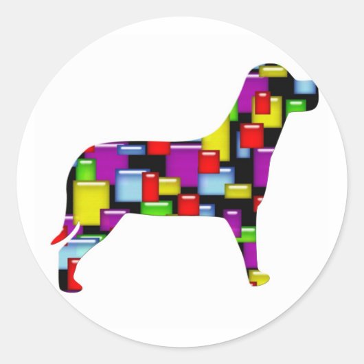 モザイク犬 ラウンドシール (正面)