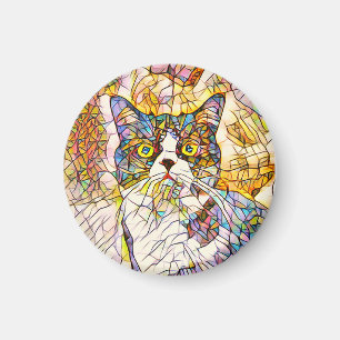 モザイク猫磁石 マグネット
