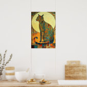 モザイク猫：エジプト抽象芸術インスパイア ポスター (キッチン)