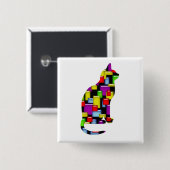 モザイク猫 缶バッジ (正面&裏面)