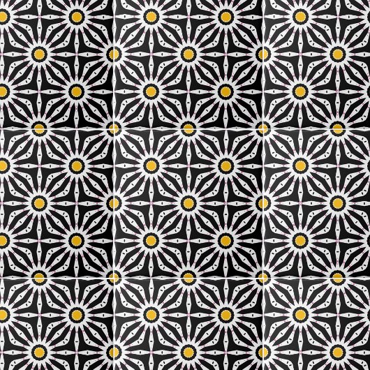 モザイク白黒と黄色の幾何学的 タイル