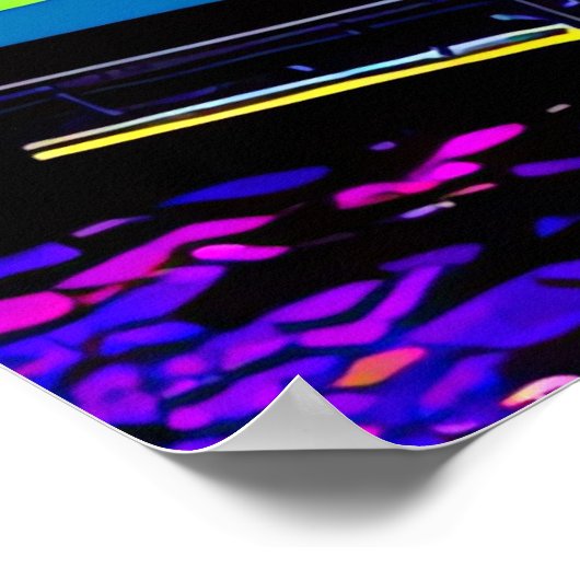 モザイク素晴らしステンドグラスNEONサイバーパンクシティ ポスター (角)